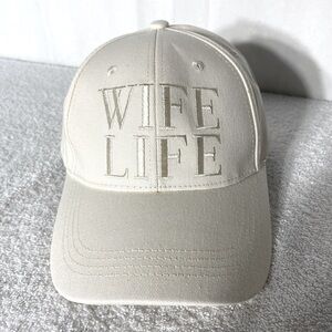 Miss to Mrs Cream 'Wife Life' Embroidered Baseball Cap NEW